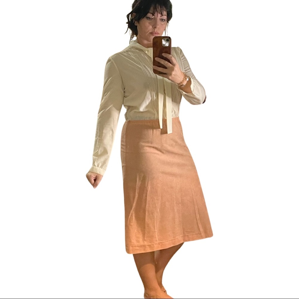 Vintage | button up dress with suede skirt
